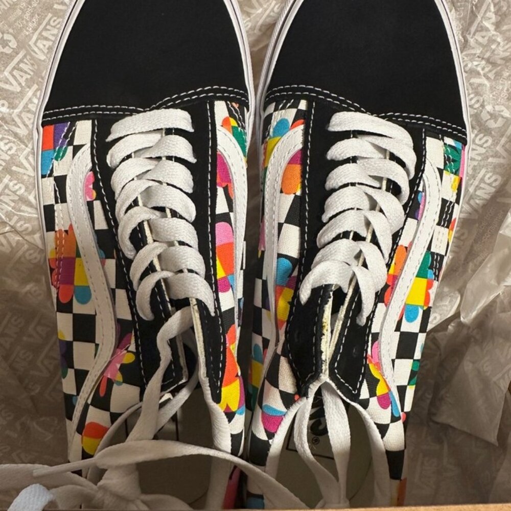 Vans Old Skool Unisex Shoes Size 7.5 Men, 9 Women Color: Floral Checkerboard